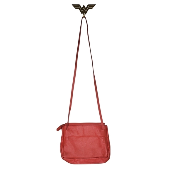 Artisanal Mini Crossbody Bag Boho Supple Leather Coral Non Adjustable Thin Strap - Picture 7 of 11